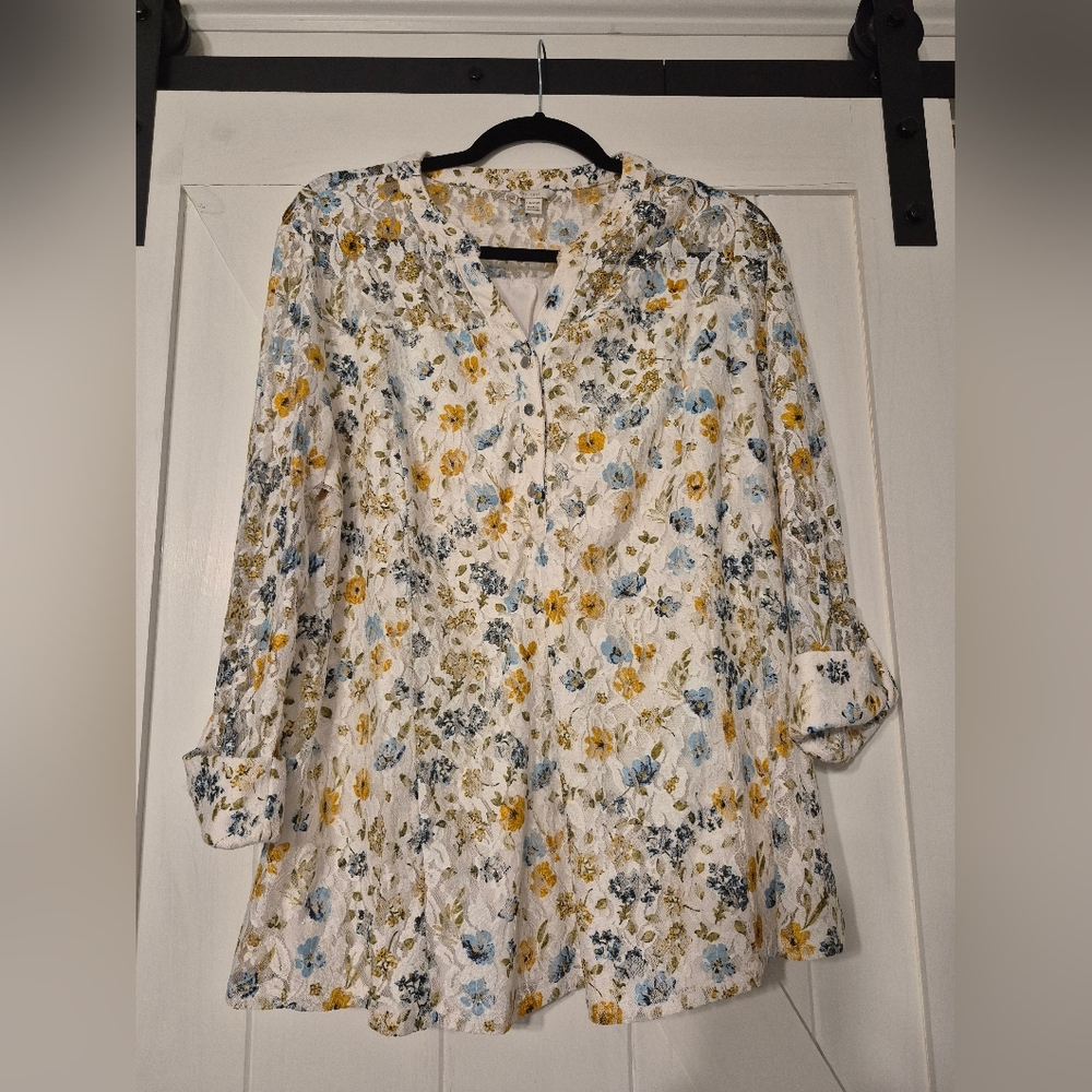 Cato Floral Blouse - Cream, Yellow, Blue